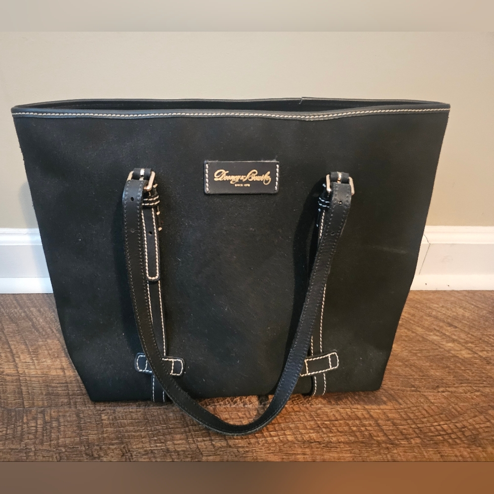 Authentic Dooney & Bourke Black Canvas Tote with Red Interior – Made in USA